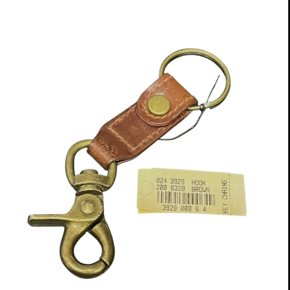 VTG EDDIE BAUER Key Holder Clip Leather Trucker Biker Heavy Brass Snap On